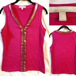 Banana Republic sleevless pink top / base layer with sparkle details